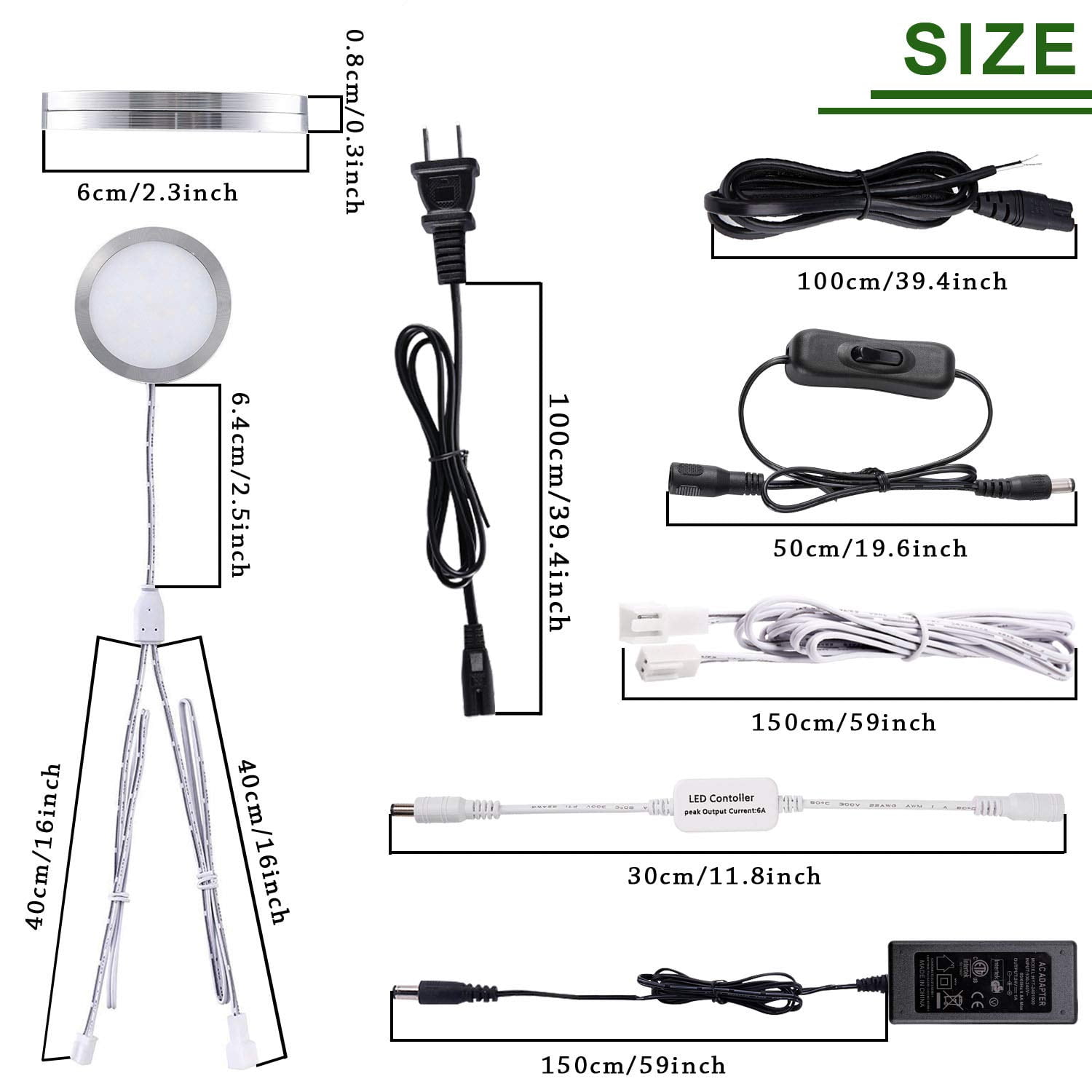 Dimmable Linkable Under Cabinet LED Puck Lights - 10 Warm White Lights with Wireless RF Remote Control, Hardwired & Wall Plug-in Options for Furniture and Cupboard Lighting
