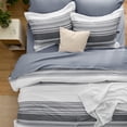 thumbnail image 3 of Juego de edredón Bedsure Queen Gris Oscuro con rayas, 7 piezas, 3 of 8