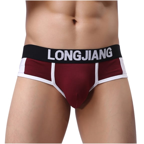 HUPOM Men'S Underwear Underwear For Men Pack Medium waist Comfort Waist Solid Boxer Briefs Wine S