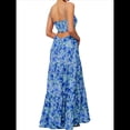 thumbnail image 2 of Vestido de Verano con Estampado Floral para Mujer, con Tirantes Finos, Aberturas y Lazo en la Parte Delantera, Holgado, Estilo Bohemio. Azul M, 2 of 5