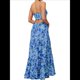 thumbnail image 2 of Vestido de Verano con Estampado Floral para Mujer, con Tirantes Finos, Aberturas y Lazo en la Parte Delantera, Holgado, Estilo Bohemio. Azul M, 2 of 5