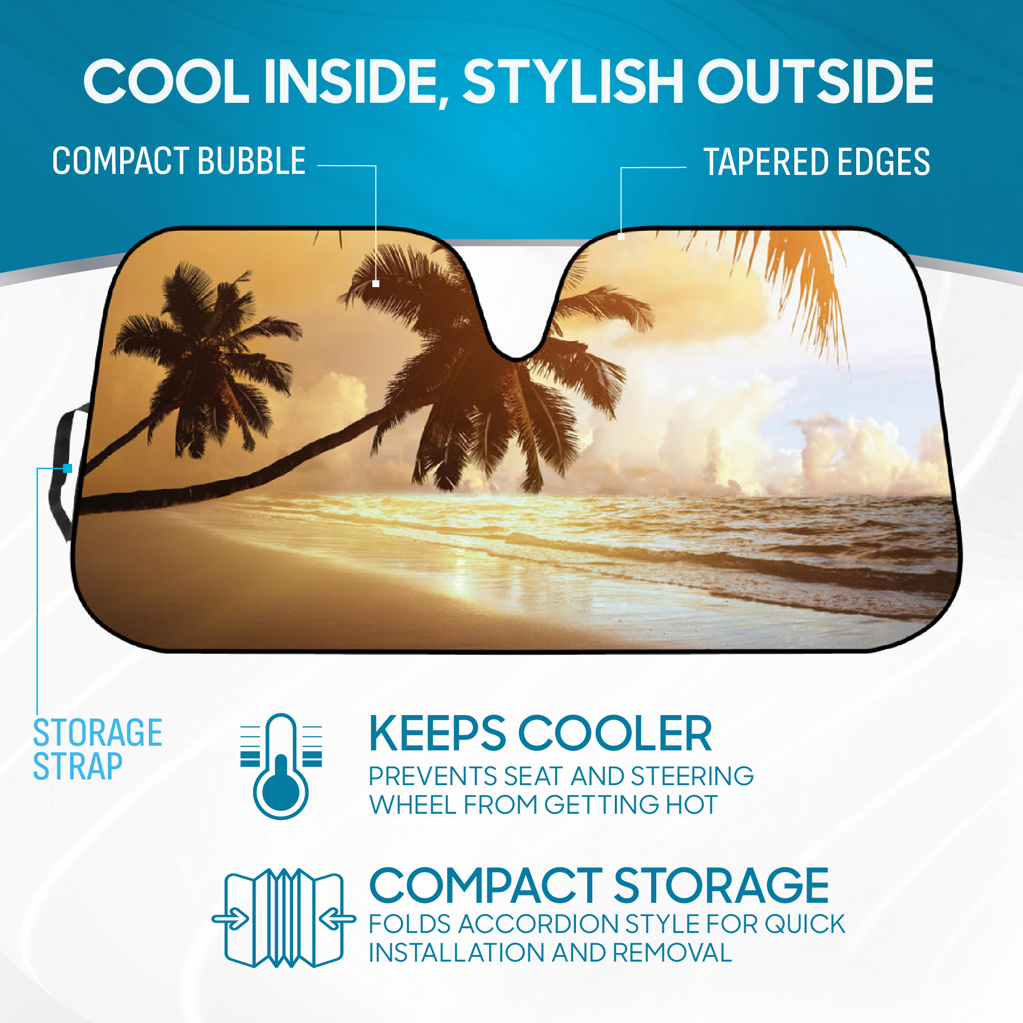 BDK Golden Sunset Windshield Sun Shade Accordion Fold photo 2