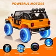 thumbnail image 3 of Ourlova 24V 7AH Kids Ride-On 2-Seater Electric Vehicles, 2WD/4WD, Remote Control, Suspension, LED Lights, MP3, Back Storage - Orange, 3 of 7