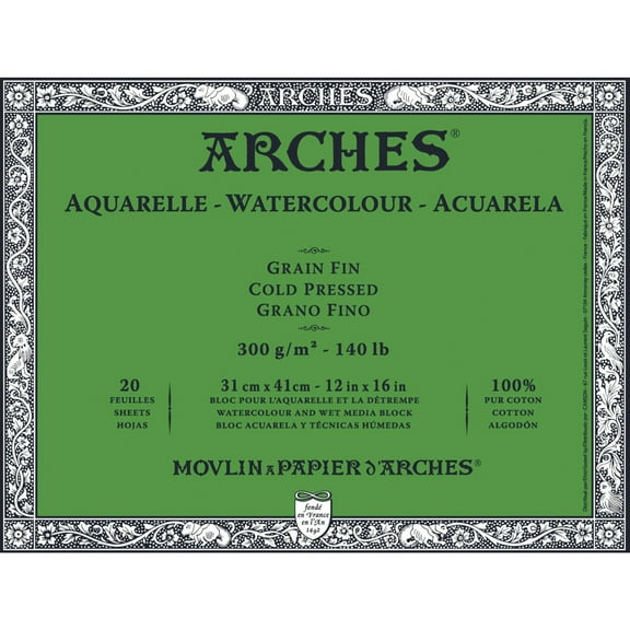 Arches 140 lb. Watercolor Block, Cold-Pressed, 12" x 16"