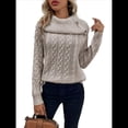 thumbnail image 2 of Suéter de Mujer con Cuello Alto y Mangas Raglán de Punto Caqui L, 2 of 10
