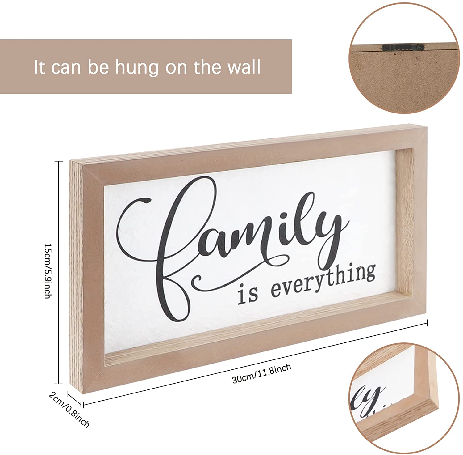 Family Signs for Home Decor, Wooden Frame Signs for Wall Decor, Printed Rustic Plaque, Farmhouse Wall Hanging Art for House Living Room Bedroom Kitchen Table Shelf Decoration