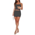 thumbnail image 2 of Coduop Women 2 Pcs Outfits Spaghetti Strap Lace Crop Top and Mini Skirt Outfits Clubwear Skirt Set, 2 of 6
