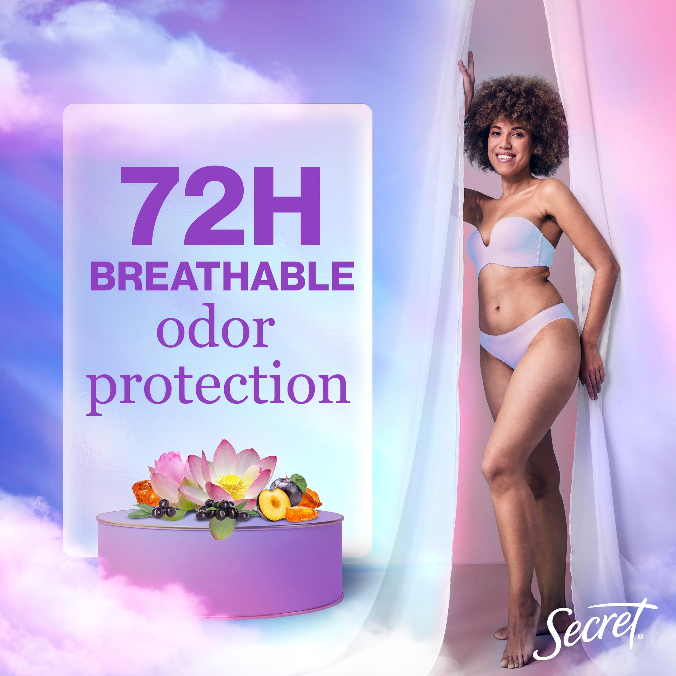 Secret Fresh Invisible Solid Antiperspirant & Deodorant for Women, Moonlit Orchid, 2.6oz