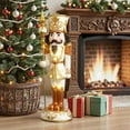 thumbnail image 2 of 3Ft Tall White and Gold Nutcracker Soldier Decoration with Scepter and Lights, 2 of 12