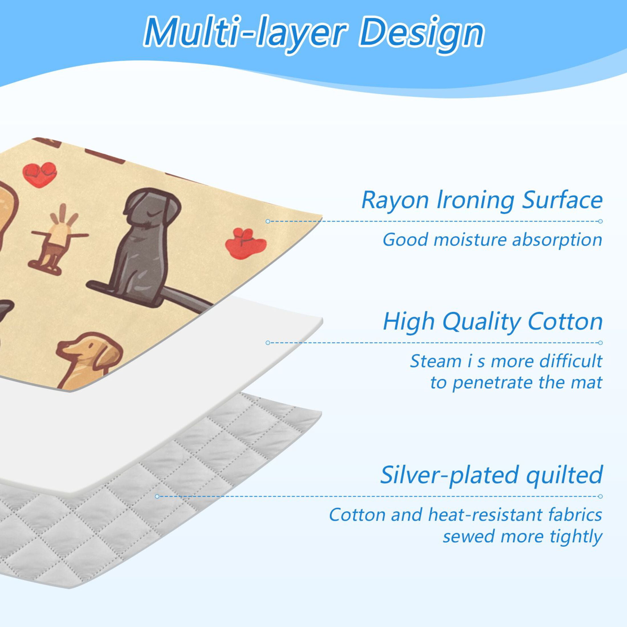 Cartoon Puppy Love Ironing Mat Blanket for Table Top Travel Portable Ironing Board Pad 47.2x27.6 Inch