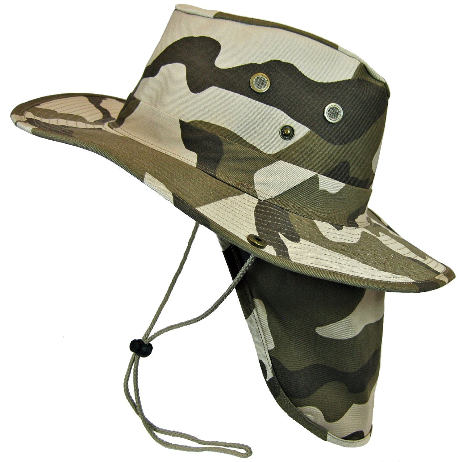 Safari Bucket Neck Flap Hat Cap Camouflage Camping Outdoor Hunting Cutting Grass 