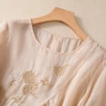 thumbnail image 6 of Embroidered Cotton Linen Tops Loose Fit Tee Shirt Women Beach Tops For Women Boho Peasant Gauze Blouses Summer Tops Women Beach Vacation Tshirts Summer Linen Tops Gauze Tunic Tops For Women, 6 of 9