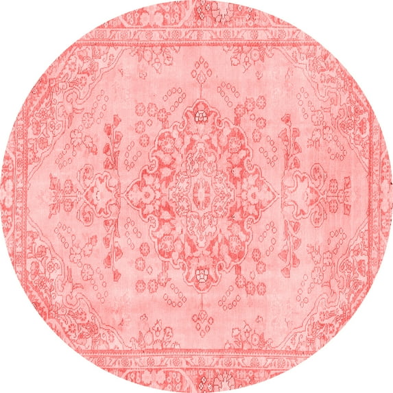 Ahgly Company Indoor Round Abstract Red Modern Area Rugs, 5' Round