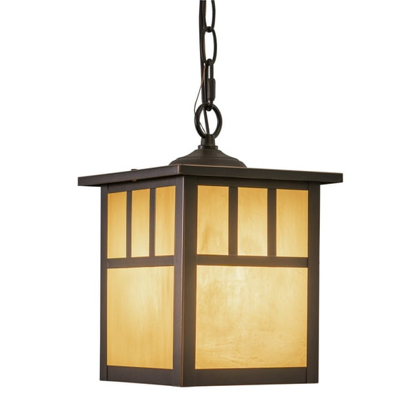 Vaxcel Mission 1 Light Bronze Outdoor Lantern Pendant Honey Glass