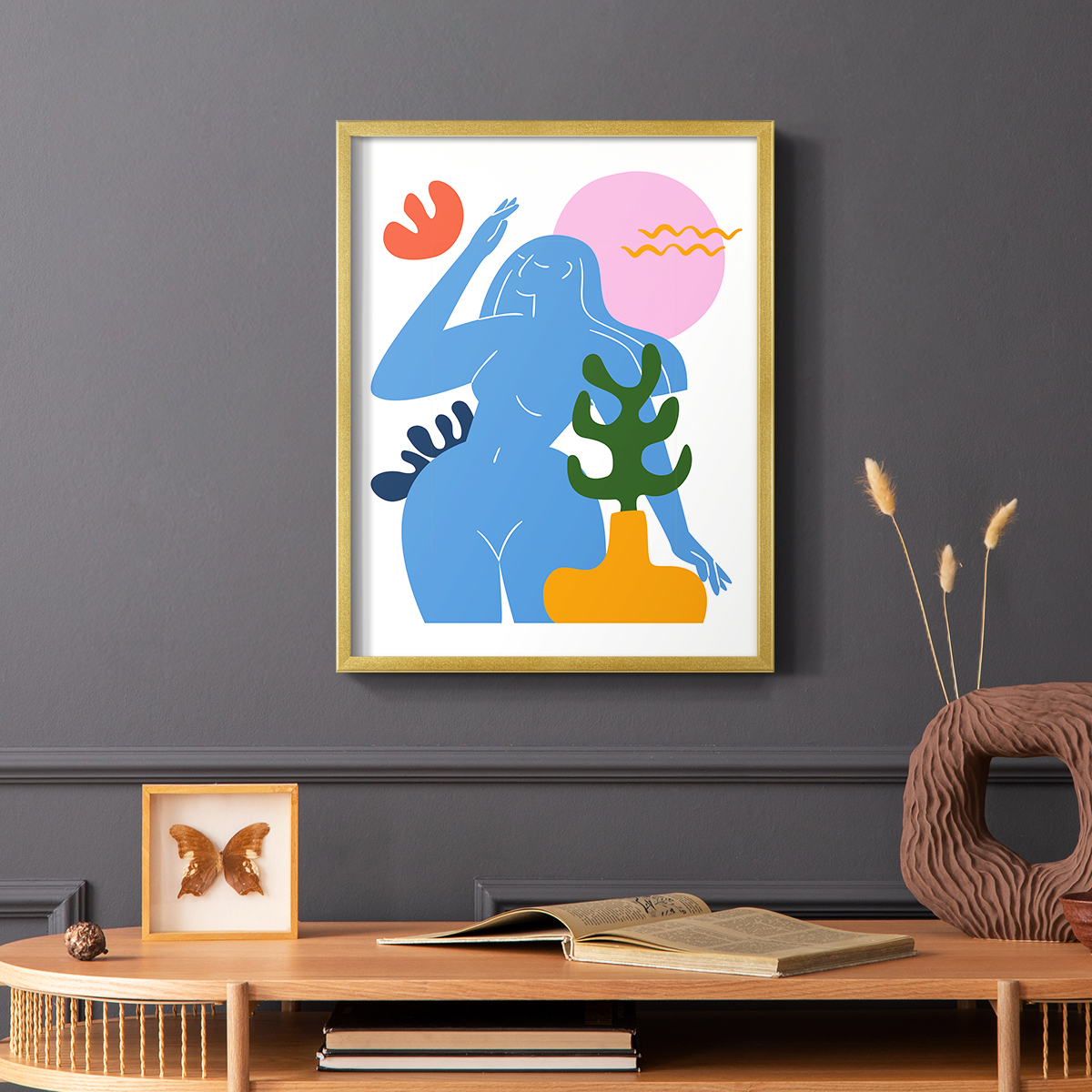 Matisse CDXLVII in Gold Solid Wood Framed Print No Nail Hanging