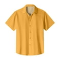 thumbnail image 5 of Huresd Men's Wrinkle Free Untucked Cuban Shirt Business Casual Button Down Shirts Short Sleeve Solid Color Shirt Yellow 2XL, 5 of 5