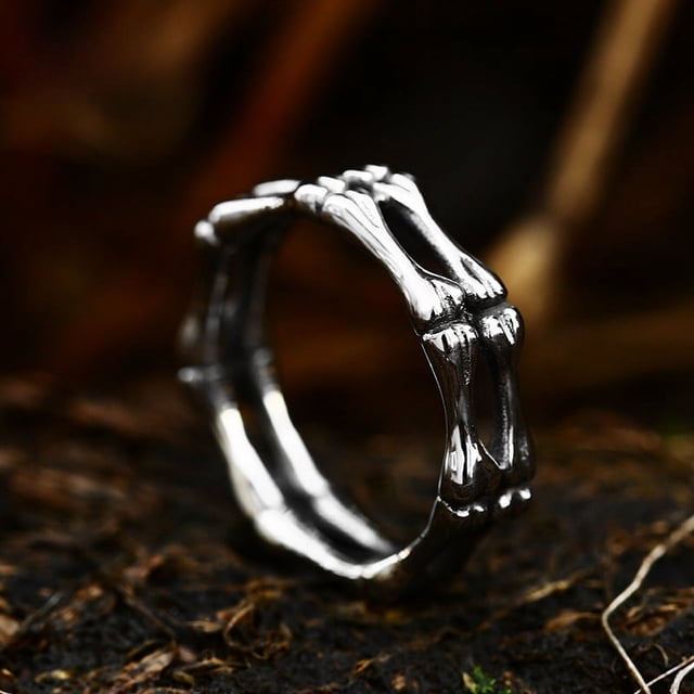 Anillo de titanio con forma de calavera retro de fundición de acero inoxidable para hombre, estilo europeo y americano