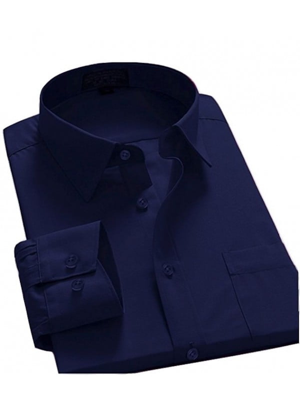 Men's Regular Fit Long Sleeve Solid Color One Pocket Casual Dress Shirt Charcoal 
