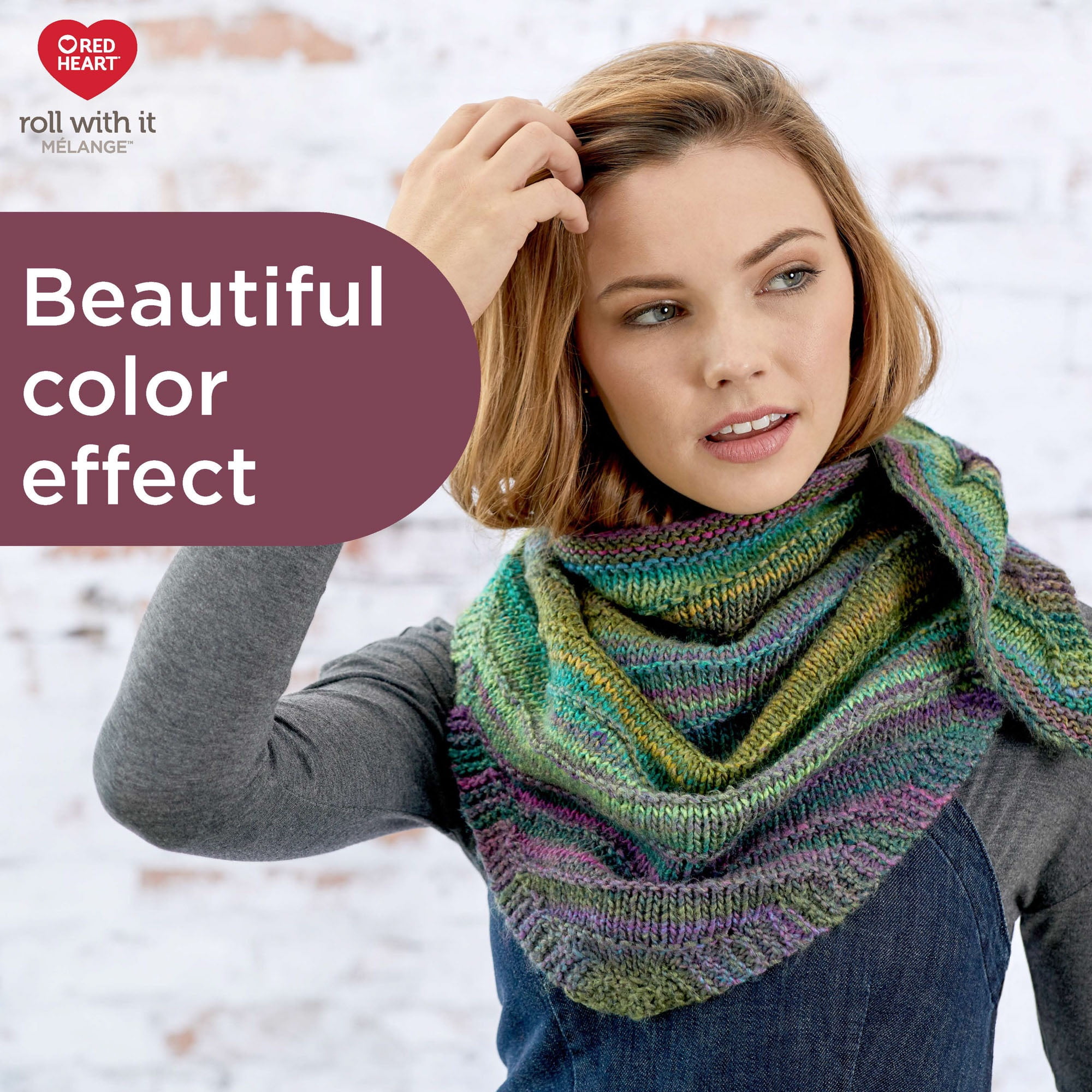 Red Heart® Roll with it melange™ #4 Worsted (Medium) Acrylique Fil, 5.29oz/150g 389 Yards Red Heart Roll with it melange fil