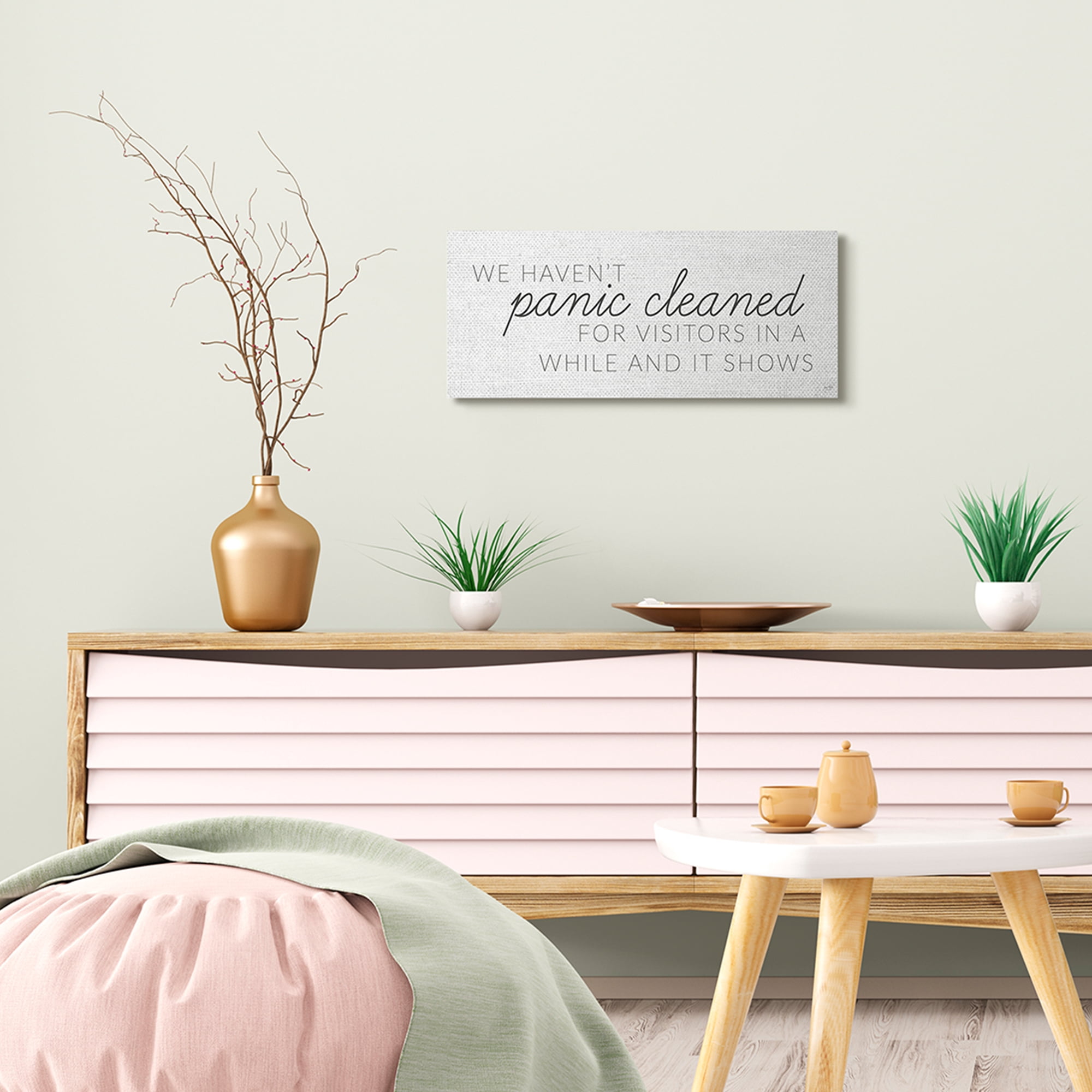 Stupell Industries Humorous Panic Clean Phrase Family Home Sign Canvas Wall Art by LUX + Me Designs