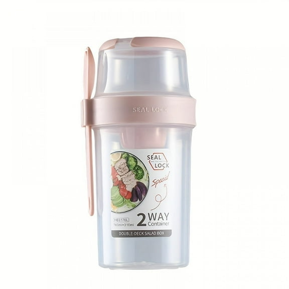 Versatile Breakfast Cups with Spoons - Mason-Style Glass, Airtight Lid, Oatmeal & Yogurt On-the-Go.Perfect for School Lunches, Office Snacks and Meal Prep Pink