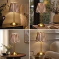 thumbnail image 6 of Lypsnake Fabric Striped Table Lamp, Pleated Brown Striped Lampshade Desk Lamp with Battery& USB Rechargeable, Rechargeable Decorative Bedside Lamp Night Light for Bedroom Living Room Side Table Decor, 6 of 7