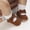 Brown, variant on Liyamei Toddler Kids Girls Soild Colour Bowknot Princress Shoes Soft Sole The Floor Barefoot Non First Walkers Prewalker Shoes Toddler Sneakers Size 12-18 Months