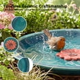 thumbnail image 5 of Topadorn Birdbath Ceramic Bowl Decor for Bee Bird Bath Outdoor Garden Vintage Yard,Blue with Red Flower, 5 of 6