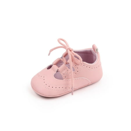 

SIMANLAN Infant Crib Shoes Prewalker Flats Lace Up Moccasin Shoe Toddler Casual First Walkers Newborn Comfort Pink 4C