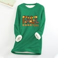 thumbnail image 2 of Ichuanyi Womens Fall Tops, Women Thick Faux Fleece Thanksgiving Sweatshirt Christmas Print Velvet Warm O-neck Underwear Top, 2 of 3
