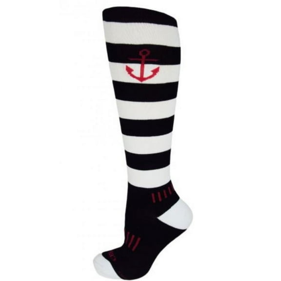 moxy socks anchor scream black and white striped knee-high fitness socks,