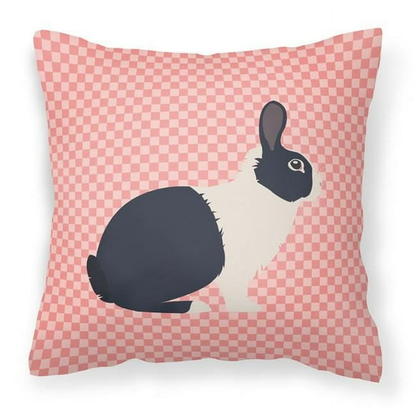 Carolines Treasures BB7958PW1414 Dutch Rabbit Pink Check Fabric Decorative Pillow, 14 x 14 in.