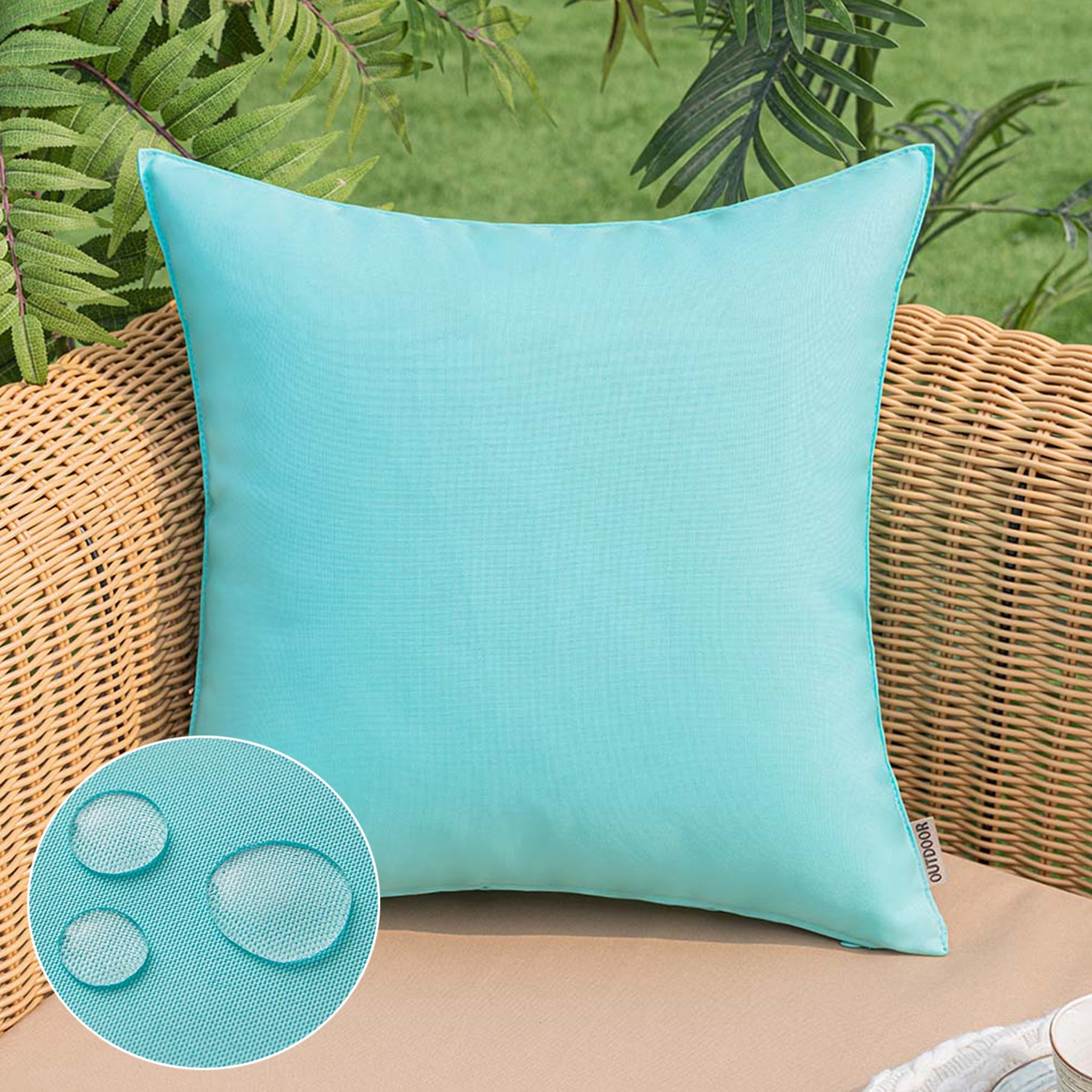 KBOOK Outdoor Waterproof Throw Pillow Cover Square Pillow Case 18x18