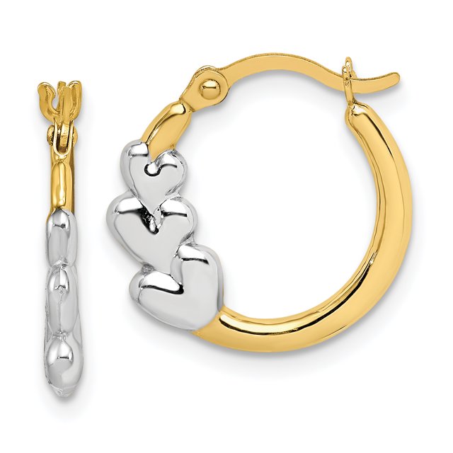 10k Yellow Gold Heart Hoop Earrings Love