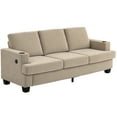 thumbnail image 1 of HOMCOM Canapé 3 Places, Sofa Rembourré avec Ports USB et Porte-Gobelets, Brun, 1 of 10