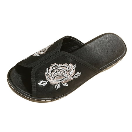 

KaLI_store Walking Shoes Women Womens Ezira Open Toe Embellished Flatform Sandals Black