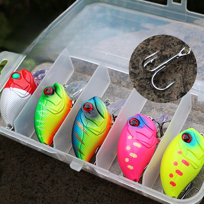 5PC Fishing Lures Jigs Rock Fishing Minnow Bait Plastic with Hook Small Steel Beads