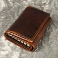 thumbnail image 5 of Le'aokuu Mens Genuine Leather Car Key Case Loop Hook Coin Case Mini Wallet Snap Coffee, 5 of 7