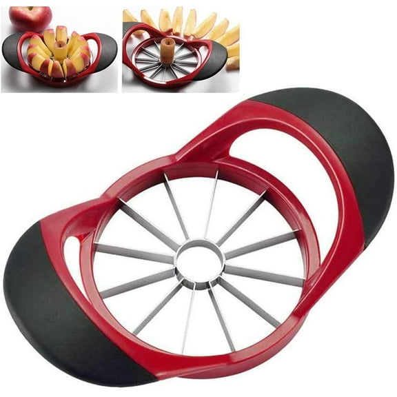 LQQBOX 4.72 Inch Apple Slicer with 12 Blades - Apple Cutter - Stainless Steel Apple Corer - Sharp Apple Slicer and Corer - Apple Corer Tool - Dishwasher Safe(Red)