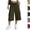 14# Army Green, variant on Women's Cargo Capris Wide Leg Hiking Pant Cotton Loose Drawstring Casual Summer Travel Comfy Sweatpant with 4 Pockets,Black S