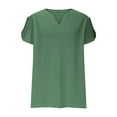 thumbnail image 7 of Fanxing Plus Size Hide Belly Shirts for Curvy Women Petal Short Sleeve V Neck T-Shirts Loose Fit Tunic Dressy Blouses Comfort Henley Tops Army Green,5xl, 7 of 7