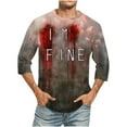 thumbnail image 1 of Camisas de Manga Larga para Hombres Imprimir Blusa de Manga Corta de Cuello Redondo, Camisas de Lino para Hombres, 1 of 4