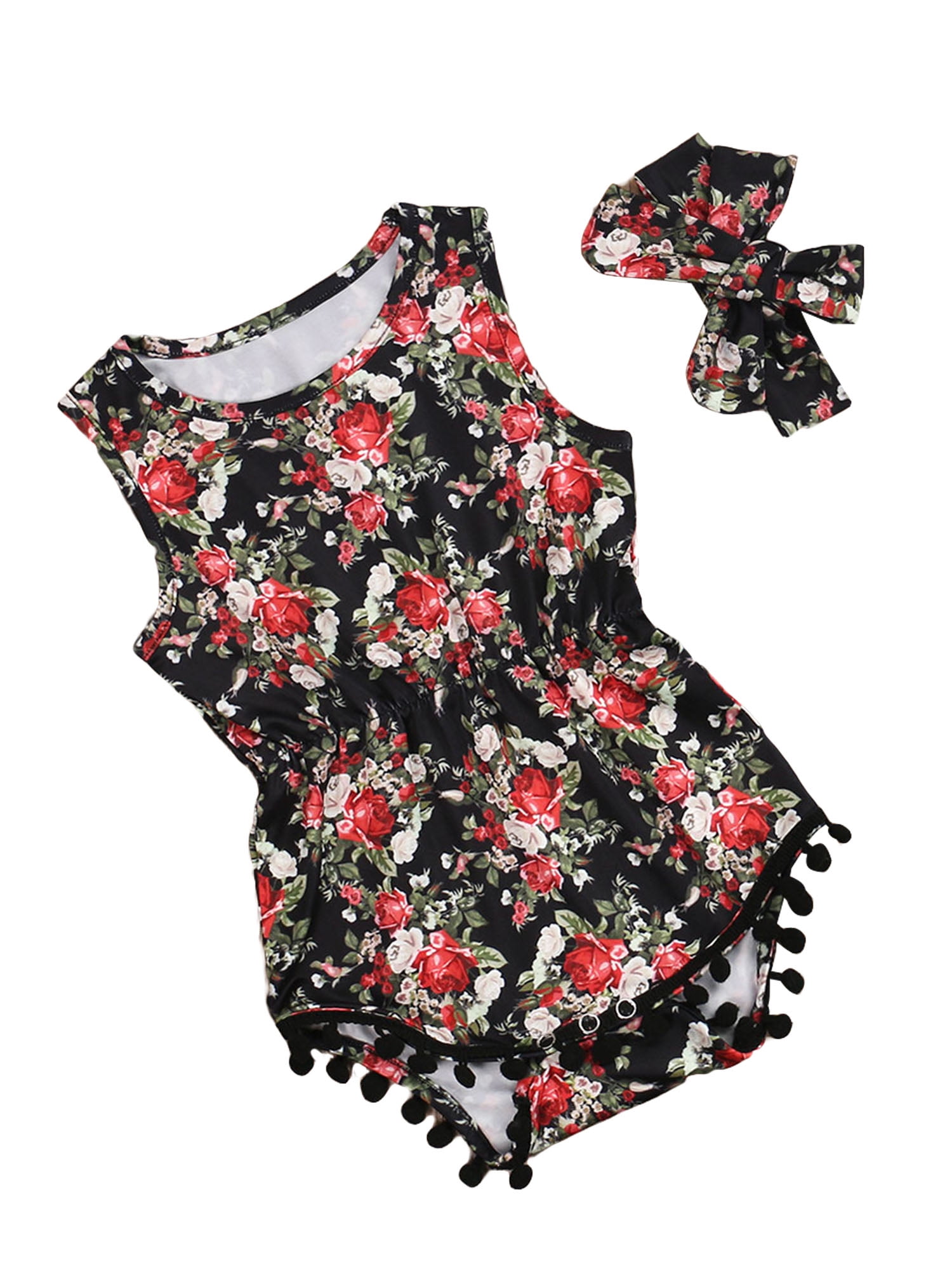 2pc Newborn Infant Baby Girl Bodysuit Romper Jumpsuit Clothes Outfit