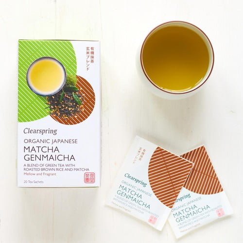 Clearspring Organic Japanese Matcha Genmaicha Green Tea Teabags 20's, British Import (Pack of 3)