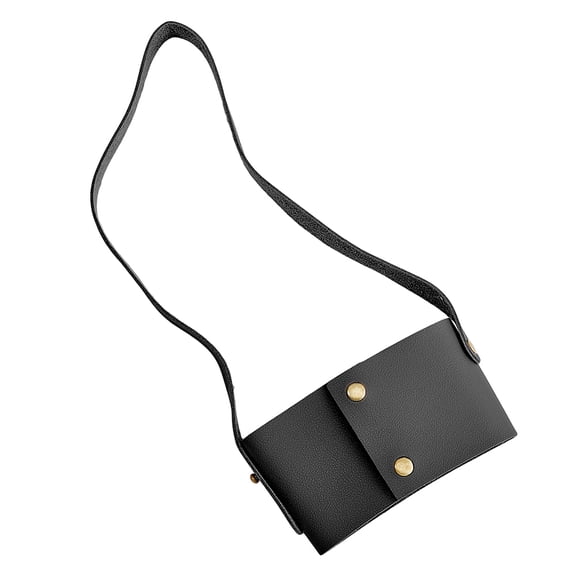 Black Sling Cup Holder Reusable PU Leather Coffee Cup Holder with Handle Portable Cup Sleeve Holder Drink Carrier for Coffee Tea