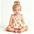 thumbnail image 2 of Yibosean Baby Girls' Peach Dress Romper 2-Pc Set with Headband, 0-18 Months, 2 of 6