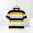 thumbnail image 2 of Jalioing Cotton T Shirt for Kids Oversized Striped Short Sleeve Crew Neck Tees Tops Girls Boys Summer Shirts, 2 of 4