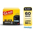 thumbnail image 1 of Glad Black Garbage Bags - Large 90 Litres - ForceFlex,, 1 of 5