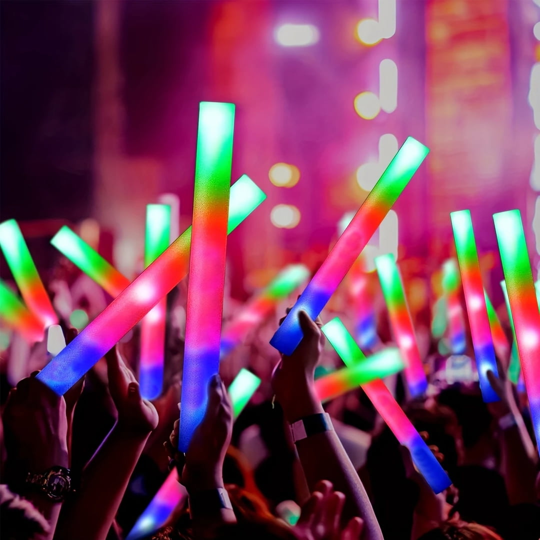 Micrency 102Pcs Foam Light Sticks - Glow-in-The-Dark with 3 Flashing Modes - Party, Wedding, Birthday, Concert, Halloween & Christmas Supplies