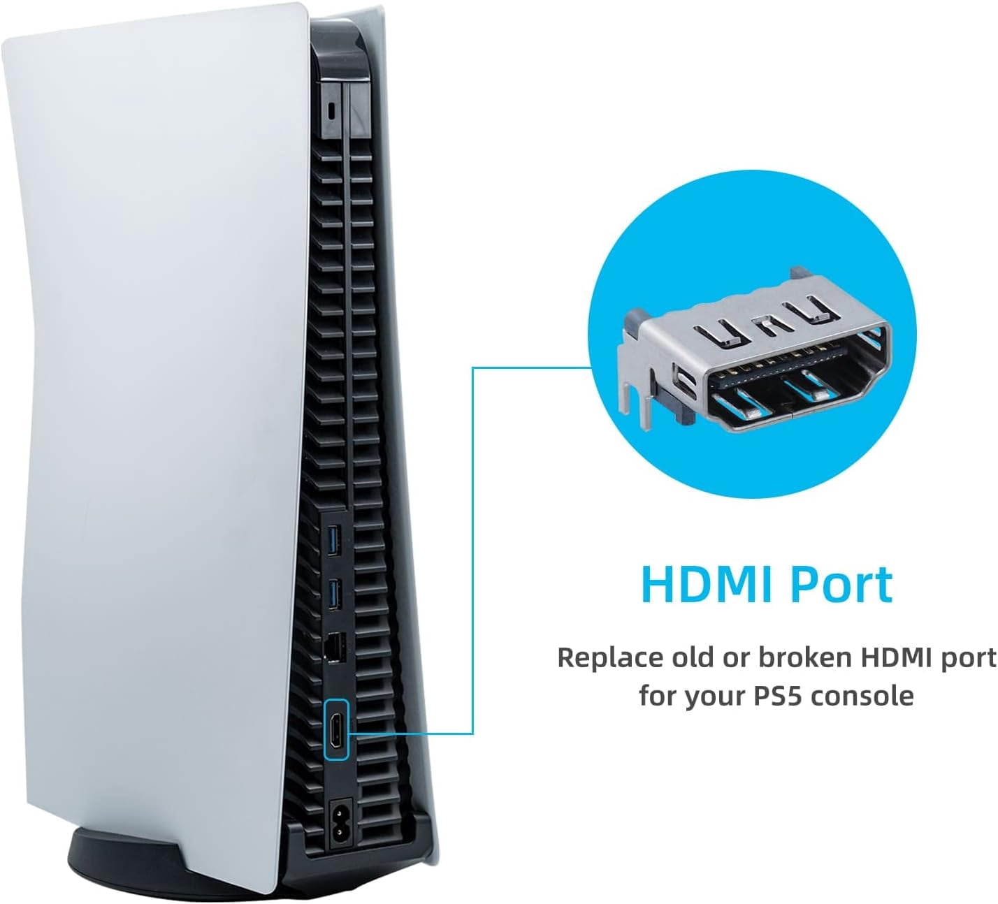 4Pcs HDMI Port Replacement for PS5 with T8 Screwdriver, HDMI Port Socket Interface Connector Replacement Part Repair Kit for PS5